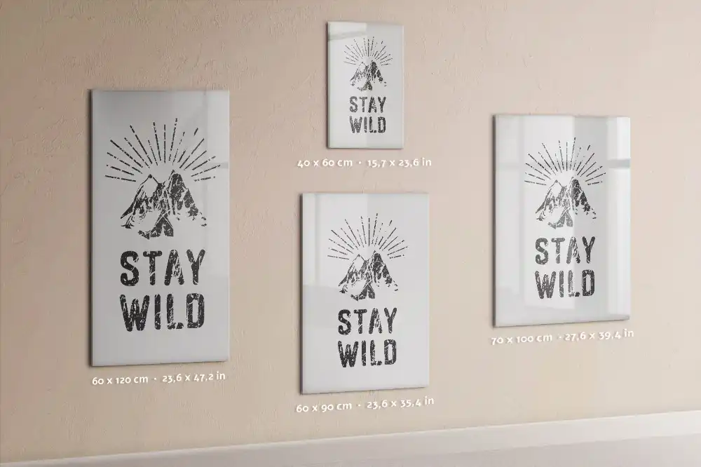 Tableau magnétique effaçable à sec motif montagne Stay Wild