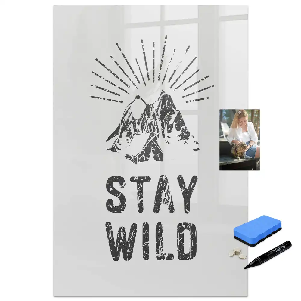 Tableau magnétique effaçable à sec motif montagne Stay Wild