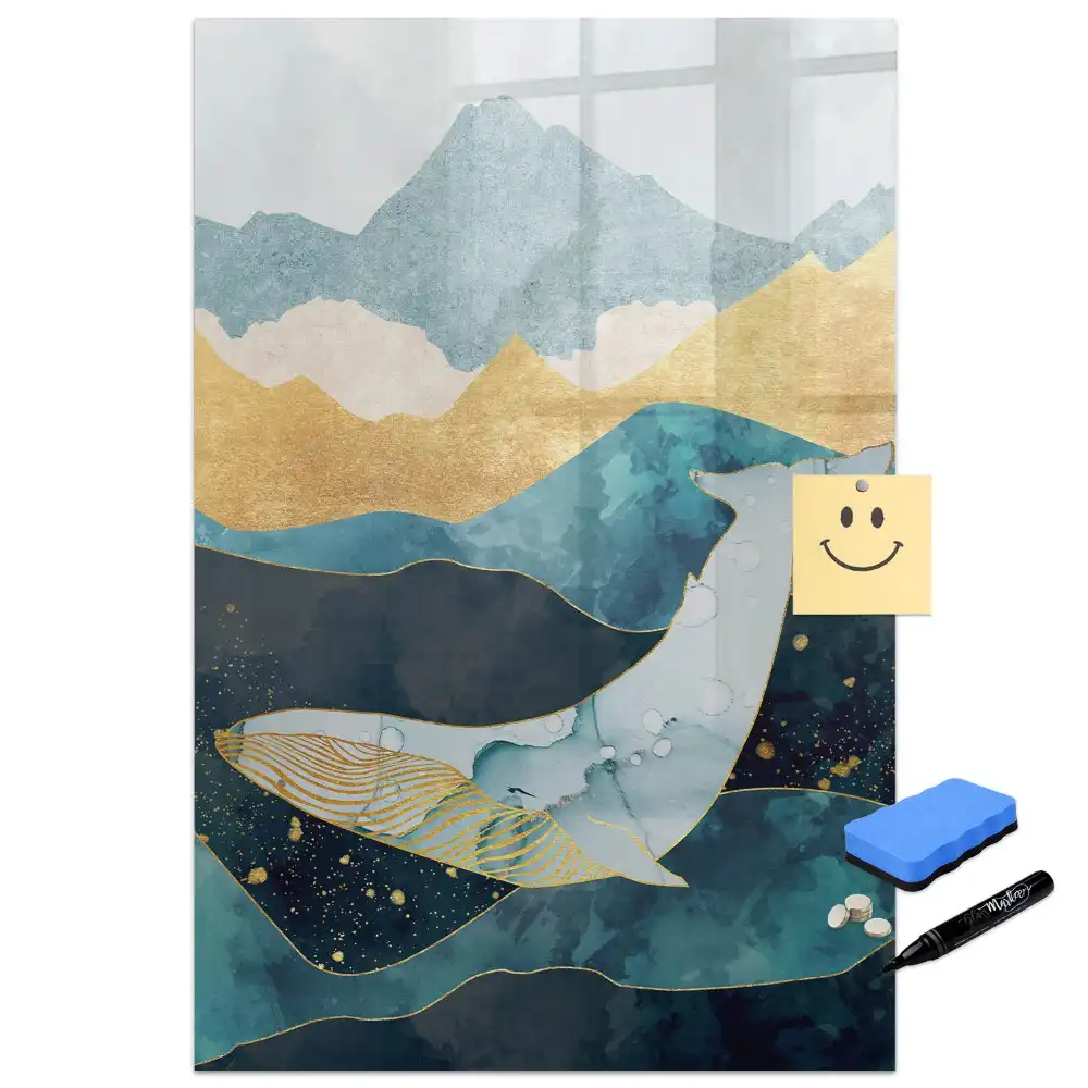 Tableau magnétique avec feutre et décor de statue en marbre représentant une baleine
