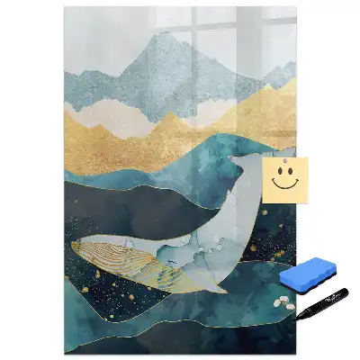Tableau magnétique avec feutre et décor de statue en marbre représentant une baleine