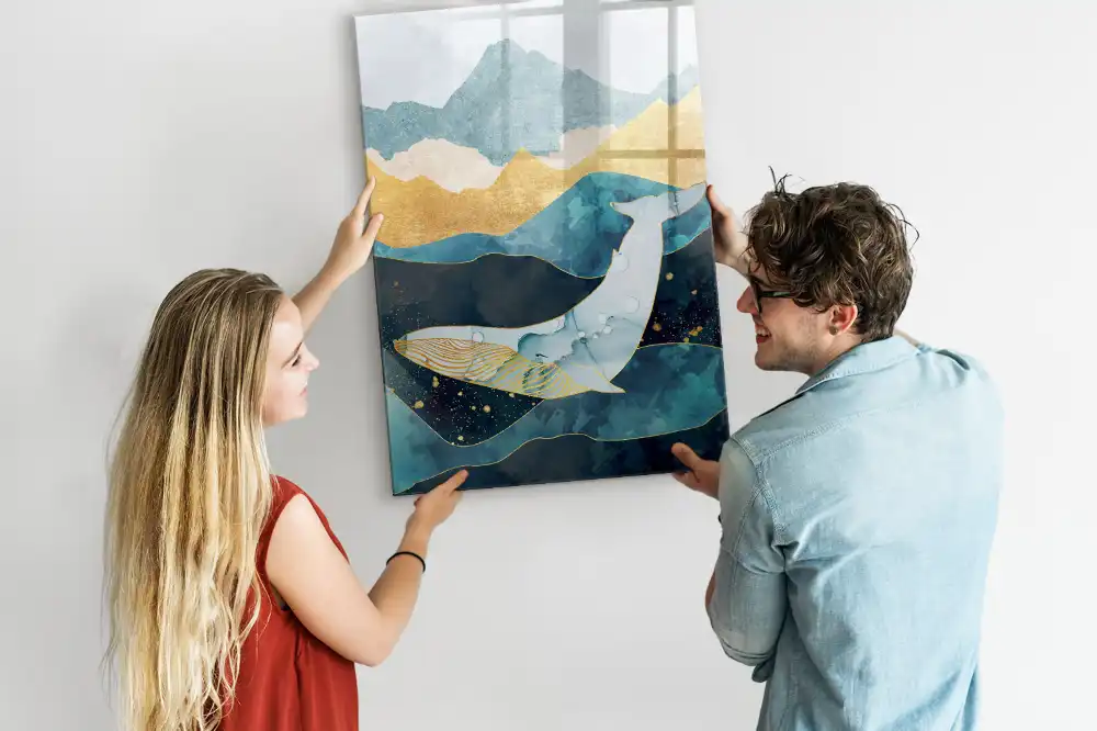 Tableau magnétique avec feutre et décor de statue en marbre représentant une baleine