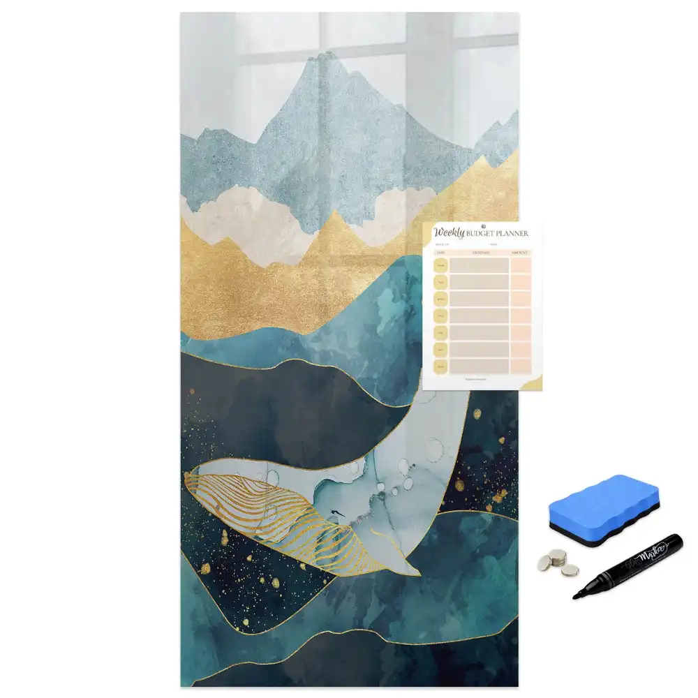 Tableau magnétique avec feutre et décor de statue en marbre représentant une baleine