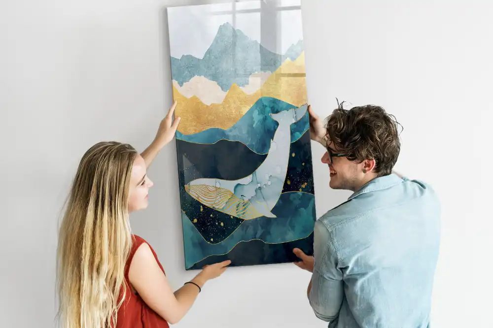 Tableau magnétique avec feutre et décor de statue en marbre représentant une baleine