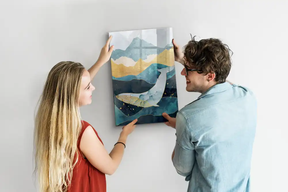 Tableau magnétique avec feutre et décor de statue en marbre représentant une baleine