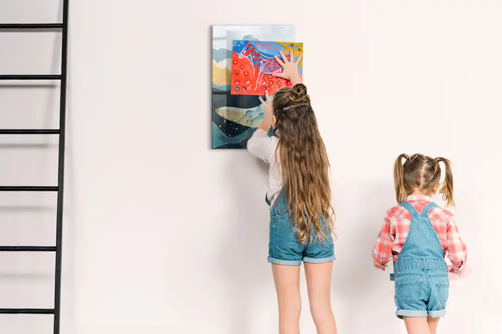 Tableau magnétique avec feutre et décor de statue en marbre représentant une baleine