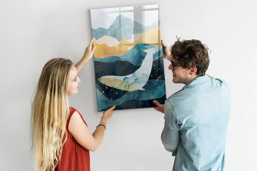 Tableau magnétique avec feutre et décor de statue en marbre représentant une baleine