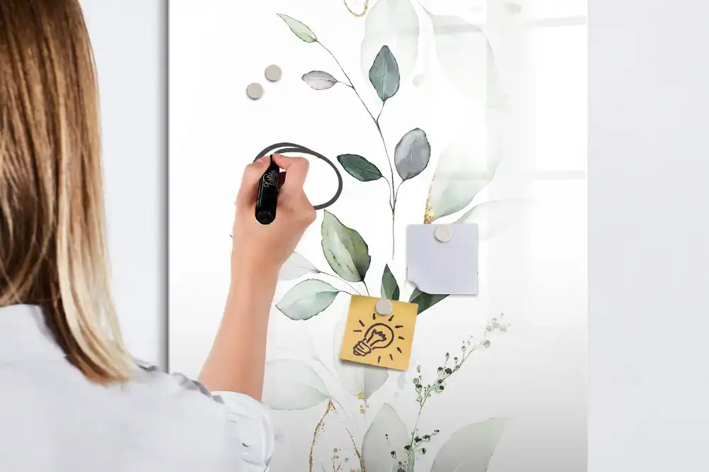 Tableau magnétique pour dessin motif brindille avec feuilles