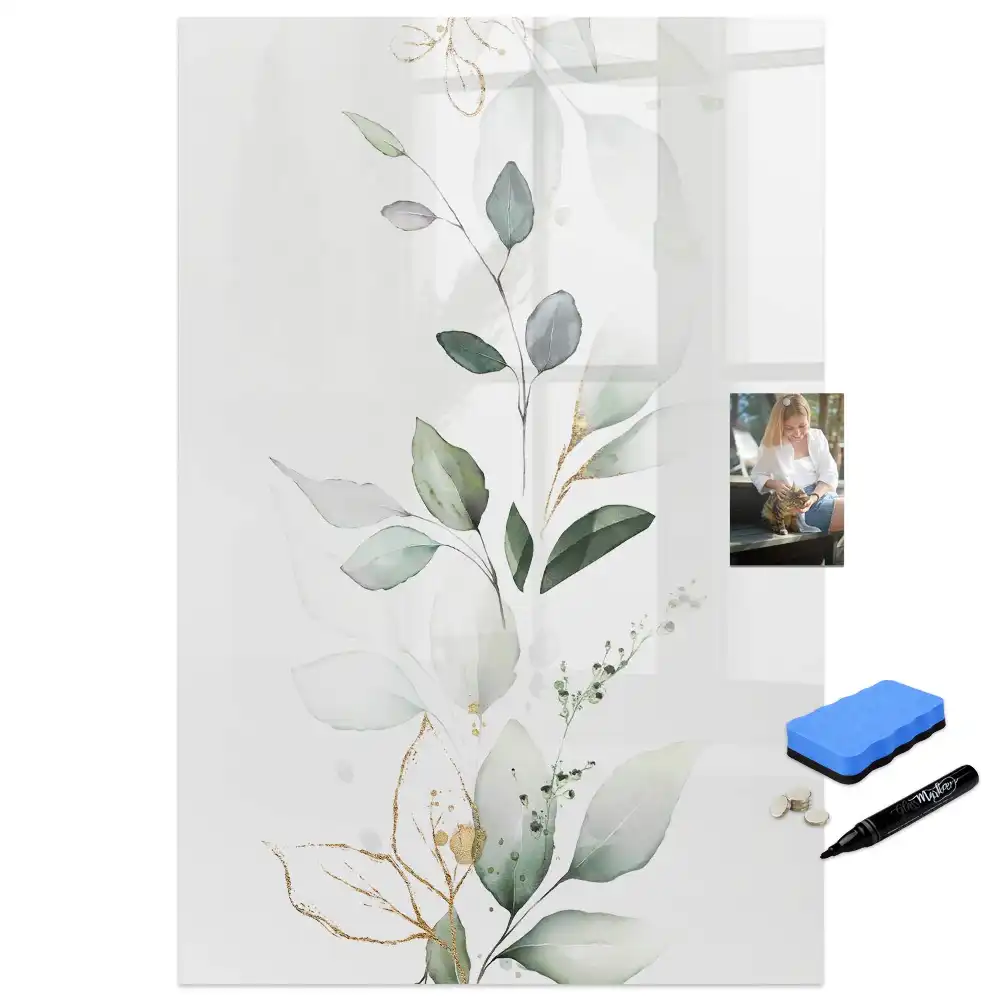 Tableau magnétique pour dessin motif brindille avec feuilles