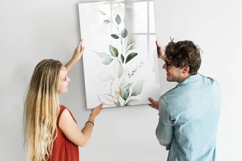Tableau magnétique pour dessin motif brindille avec feuilles