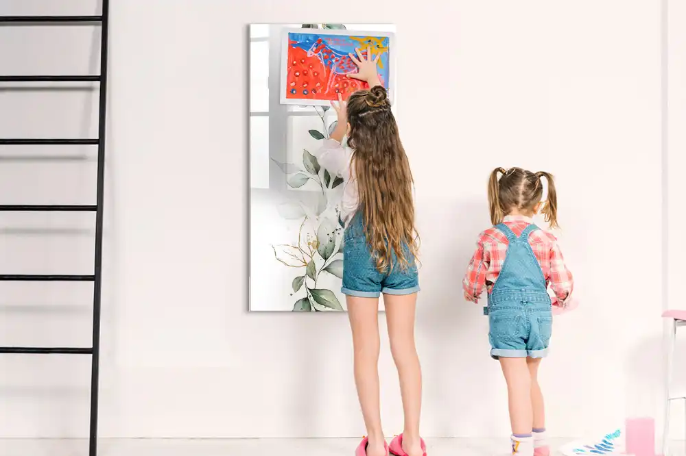 Tableau magnétique pour dessin motif brindille avec feuilles