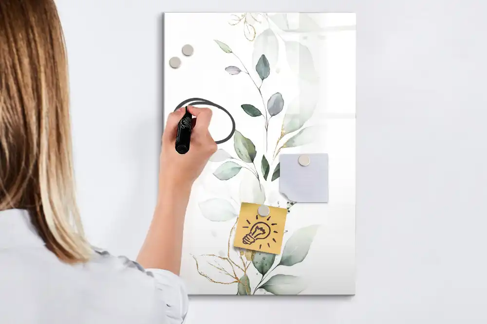 Tableau magnétique pour dessin motif brindille avec feuilles