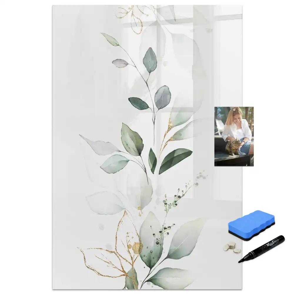 Tableau magnétique pour dessin motif brindille avec feuilles