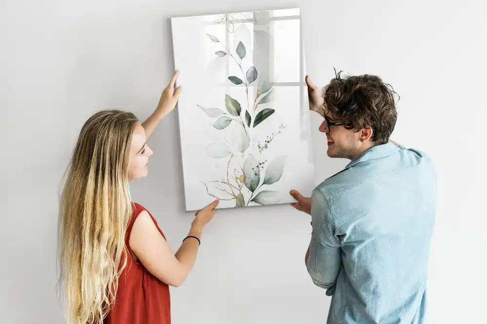 Tableau magnétique pour dessin motif brindille avec feuilles