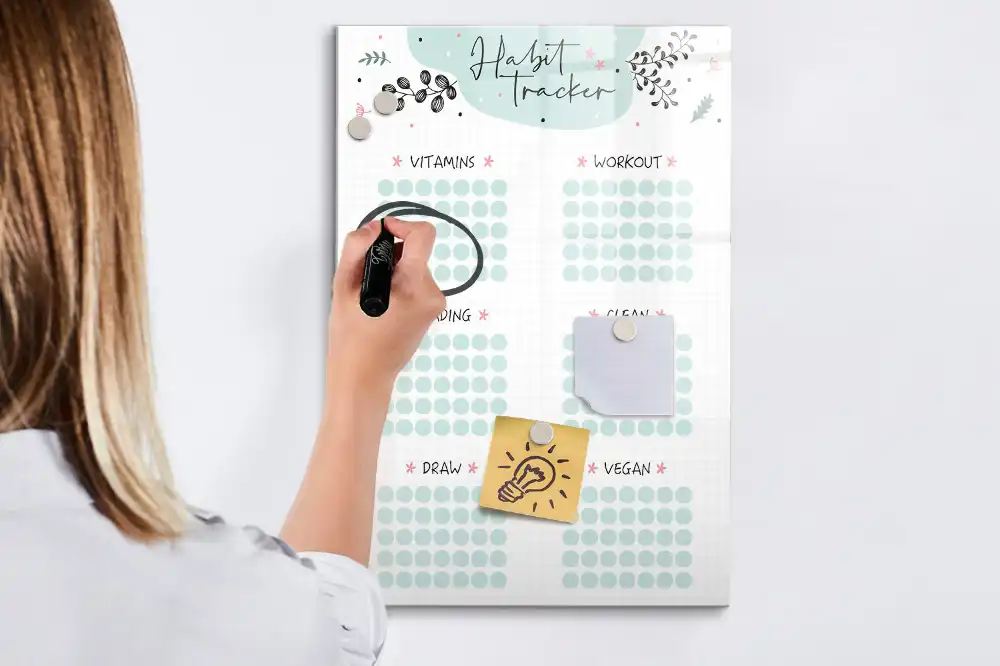 Tableau magnétique effaçable de suivi des habitudes