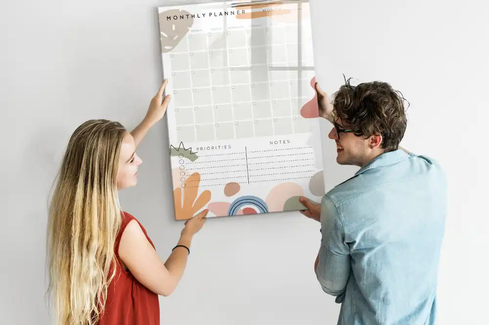 Tableau magnétique mensuel avec feutre