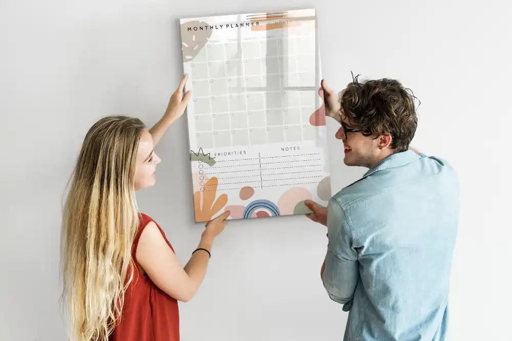 Tableau magnétique mensuel avec feutre