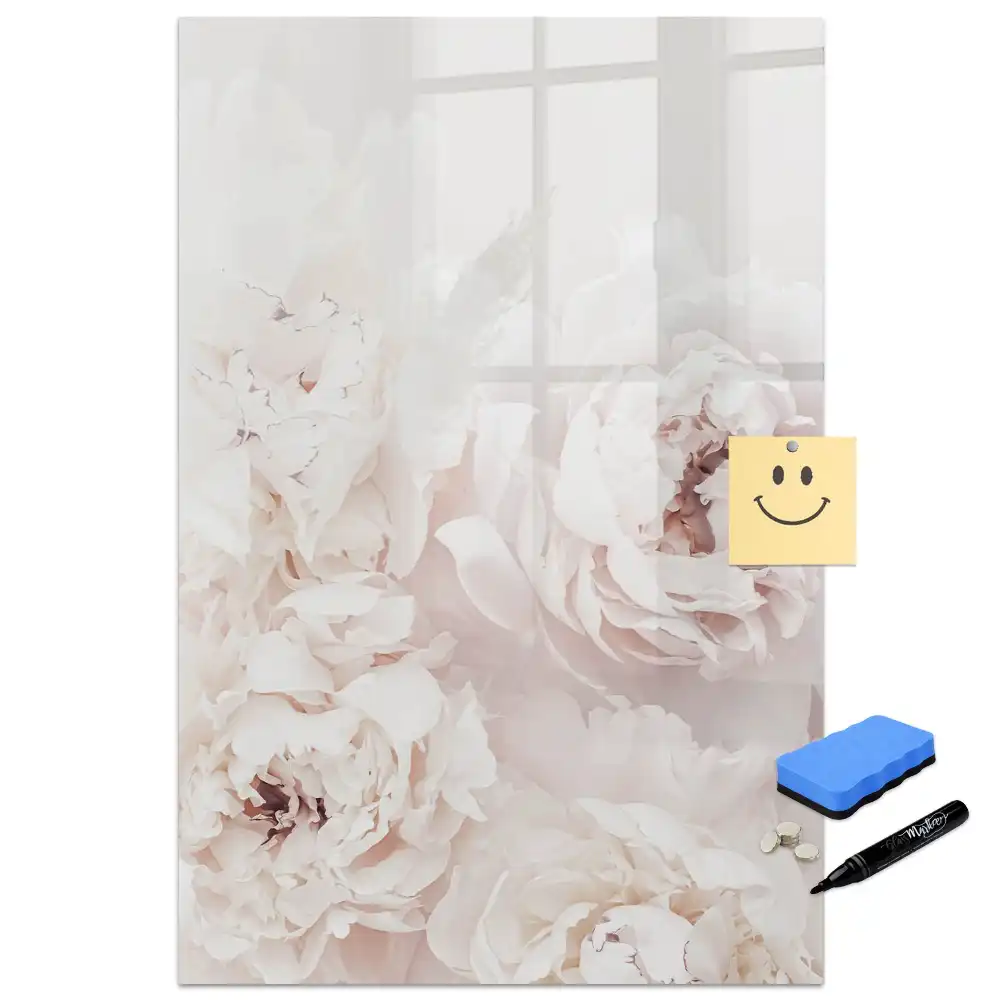 Tableau magnétique effaçable à motif pivoines roses