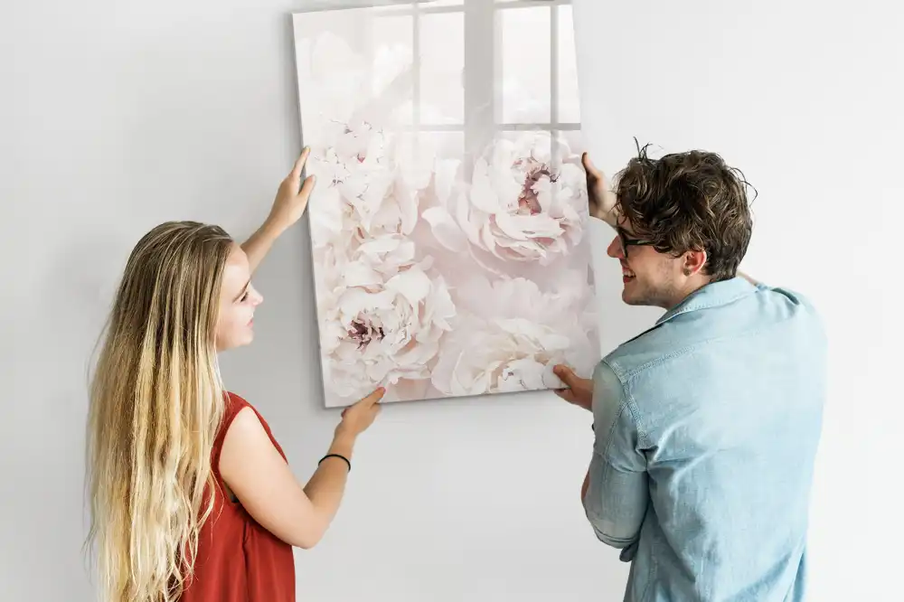 Tableau magnétique effaçable à motif pivoines roses