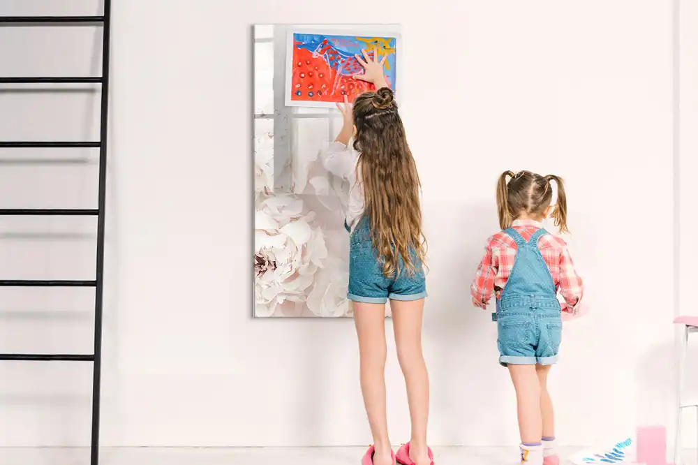Tableau magnétique effaçable à motif pivoines roses