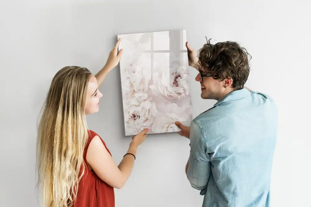 Tableau magnétique effaçable à motif pivoines roses