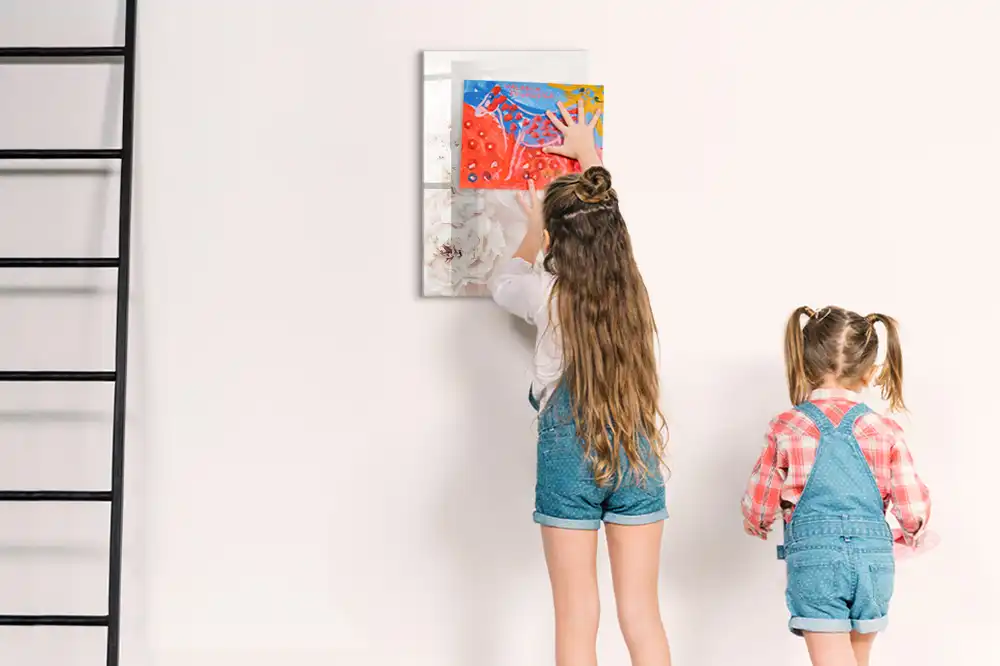 Tableau magnétique effaçable à motif pivoines roses