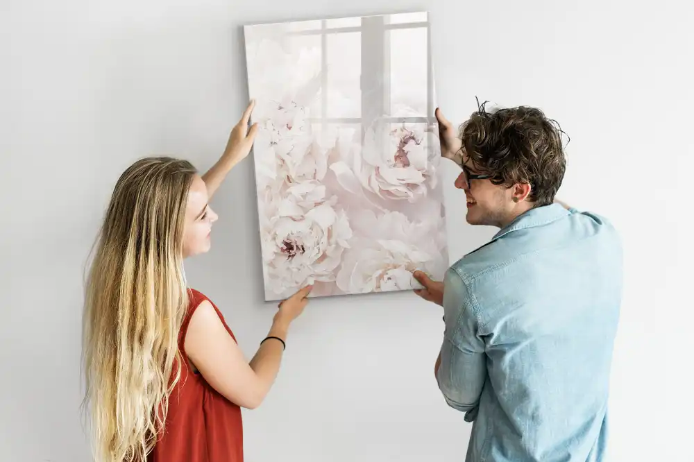 Tableau magnétique effaçable à motif pivoines roses