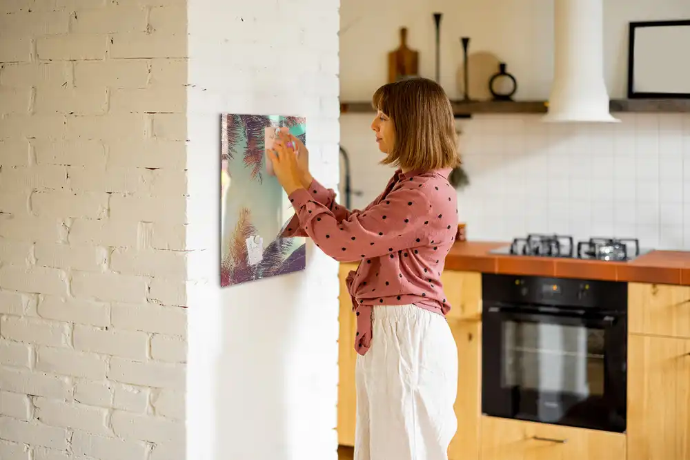 Tableau blanc magnétique effaçable à sec motif palmier exotique