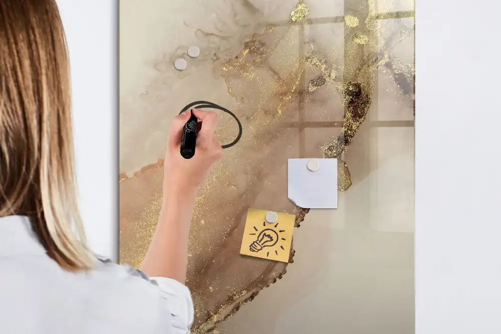 Tableau magnétique à dessin motif marbre avec paillettes