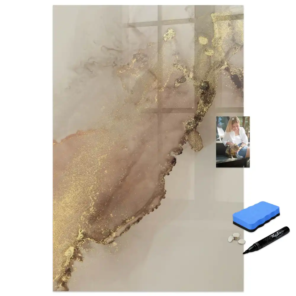 Tableau magnétique à dessin motif marbre avec paillettes
