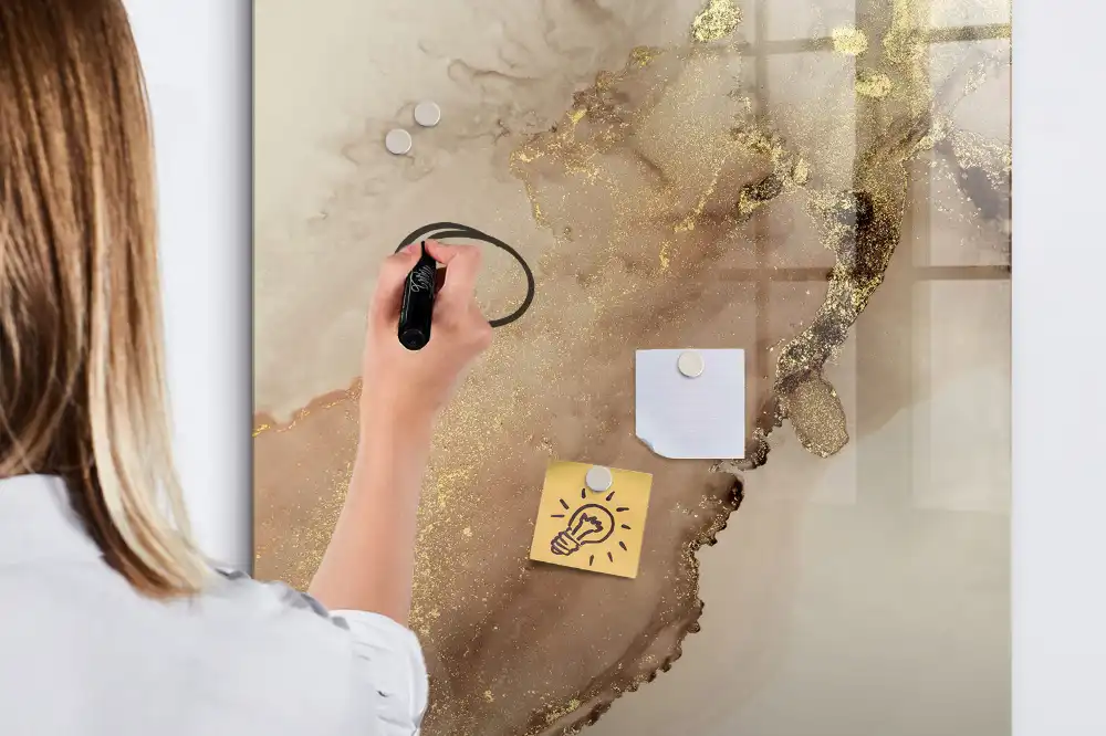 Tableau magnétique à dessin motif marbre avec paillettes