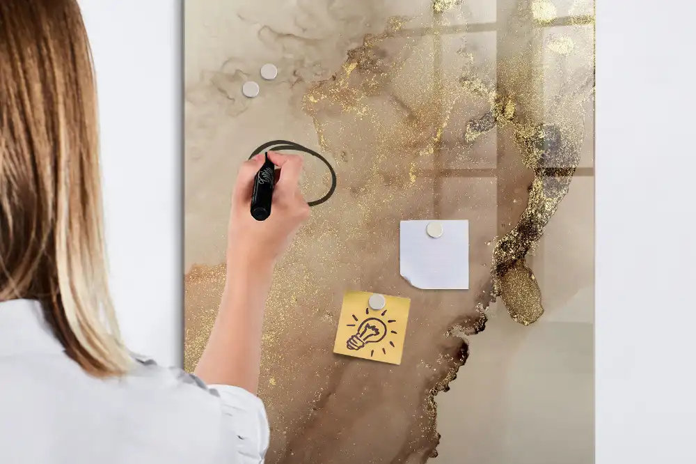 Tableau magnétique à dessin motif marbre avec paillettes