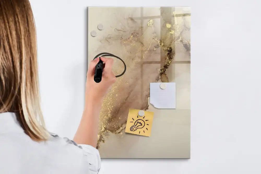 Tableau magnétique à dessin motif marbre avec paillettes