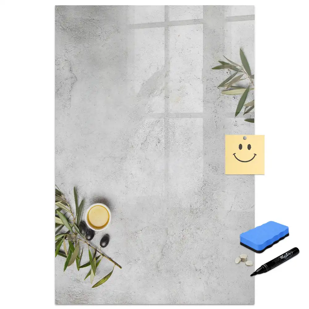Tableau magnétique pour écriture effet béton brut avec kit d'olives de fixation