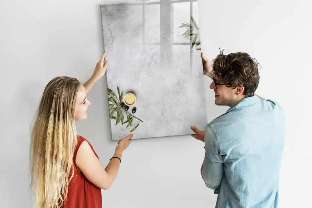 Tableau magnétique pour écriture effet béton brut avec kit d'olives de fixation