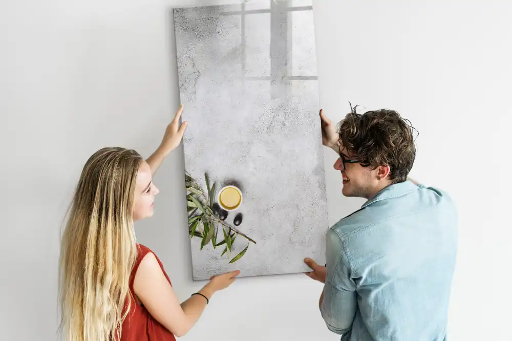 Tableau magnétique pour écriture effet béton brut avec kit d'olives de fixation