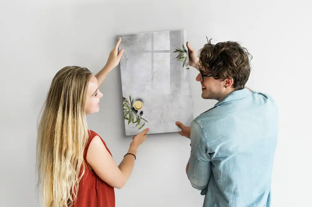Tableau magnétique pour écriture effet béton brut avec kit d'olives de fixation