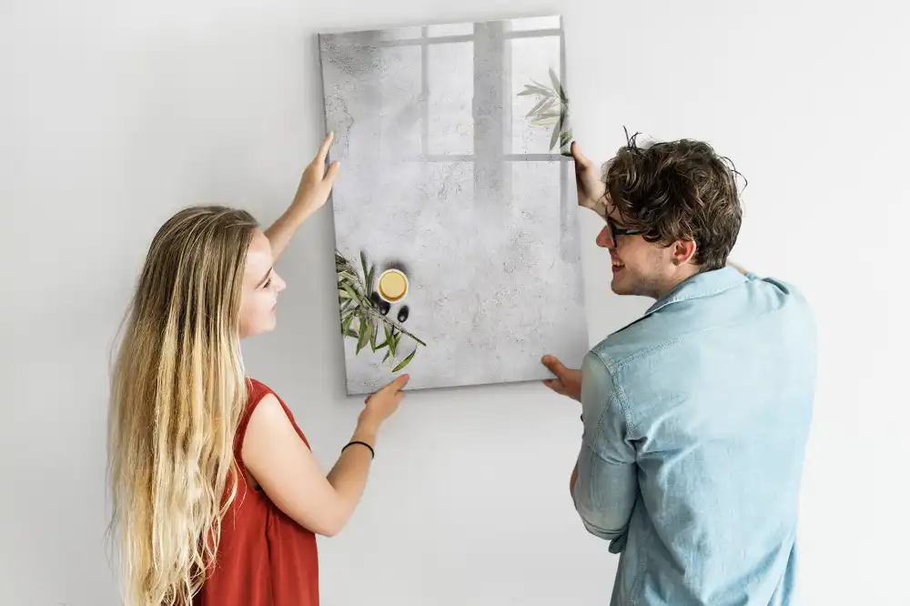 Tableau magnétique pour écriture effet béton brut avec kit d'olives de fixation