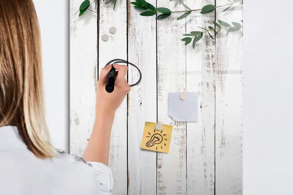 Tableau blanc magnétique effaçable à sec avec cadre en bois