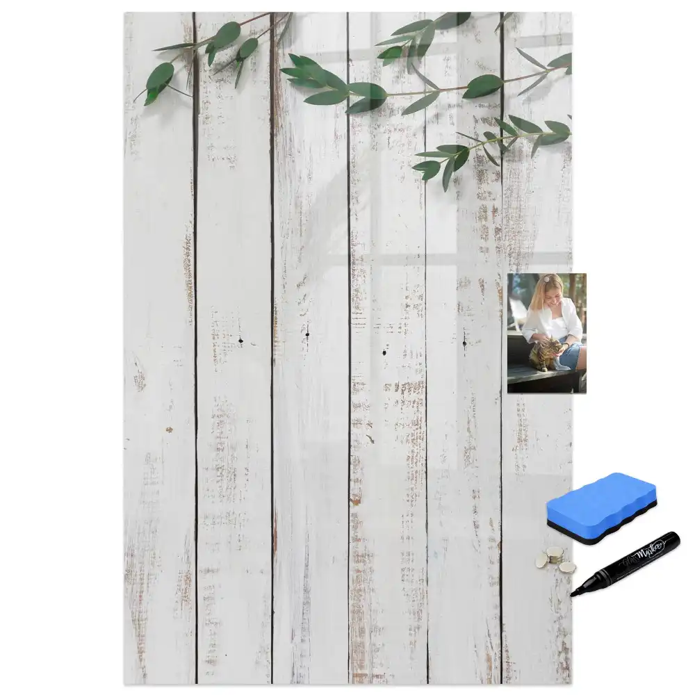 Tableau blanc magnétique effaçable à sec avec cadre en bois