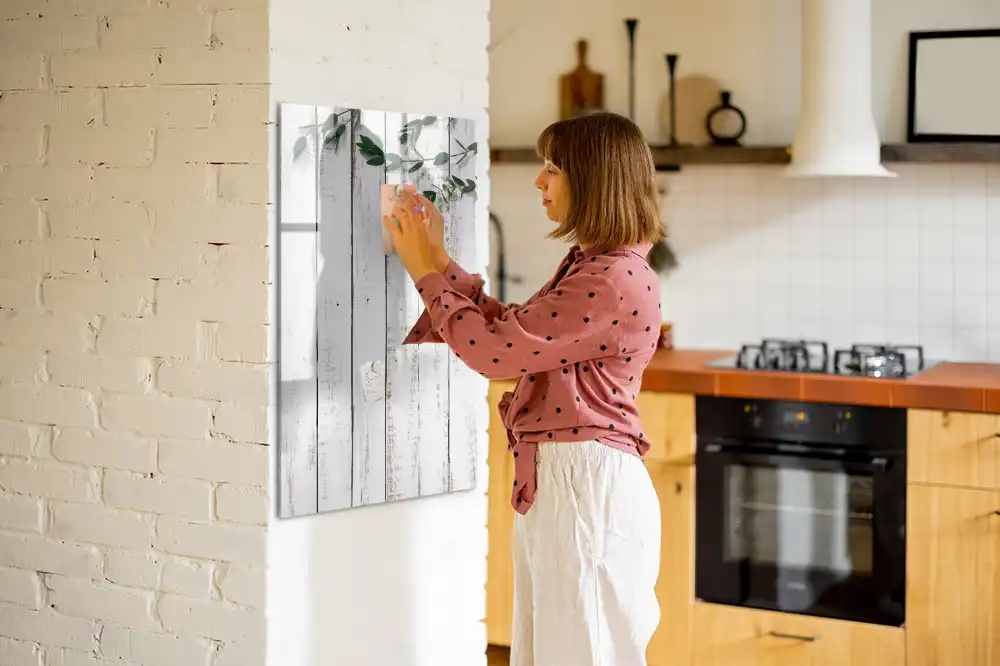 Tableau blanc magnétique effaçable à sec avec cadre en bois