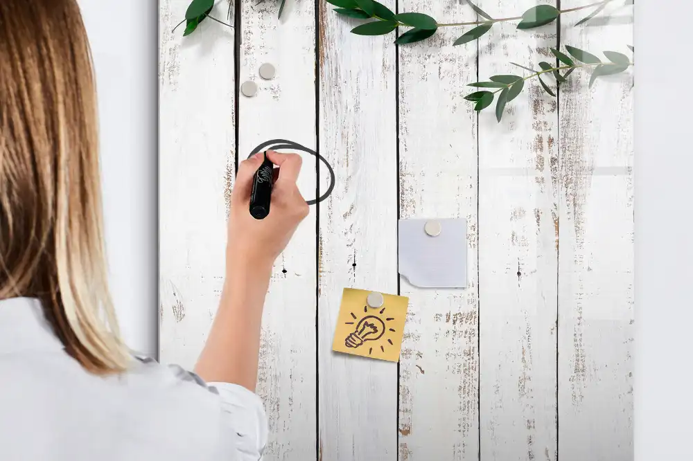 Tableau blanc magnétique effaçable à sec avec cadre en bois