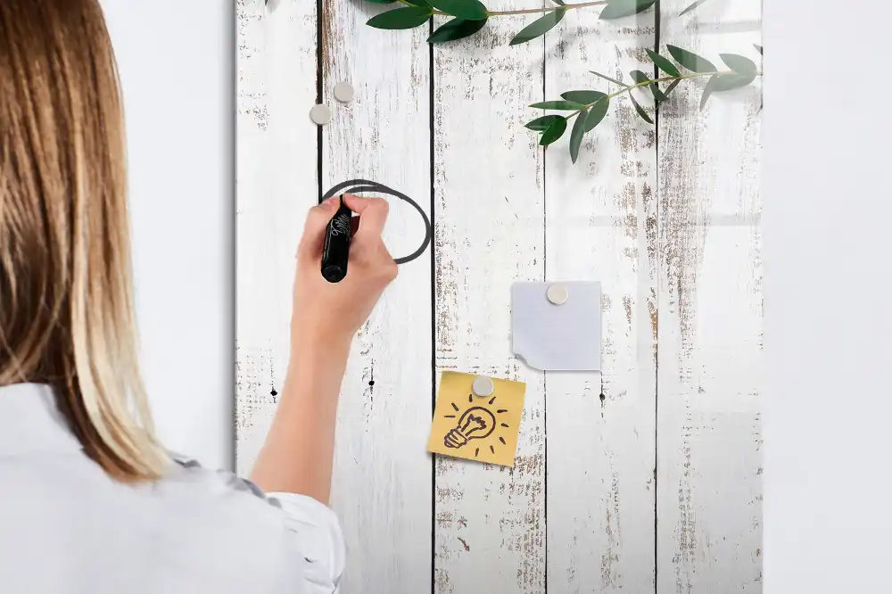 Tableau blanc magnétique effaçable à sec avec cadre en bois