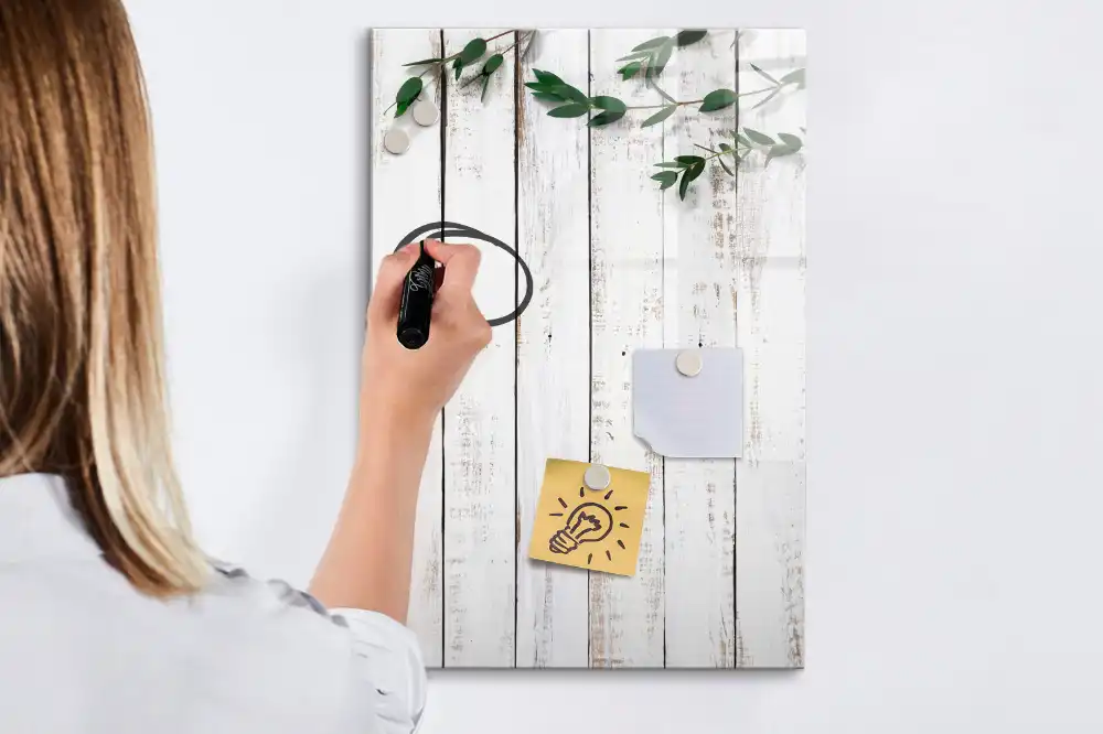 Tableau blanc magnétique effaçable à sec avec cadre en bois