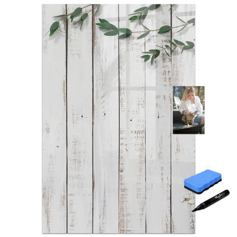 Tableau blanc magnétique effaçable à sec avec cadre en bois
