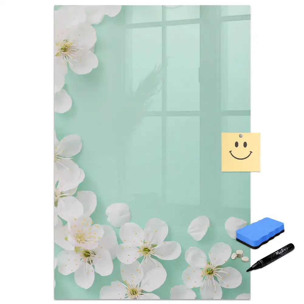 Tableau magnétique avec feutres motif bourgeons en fleurs
