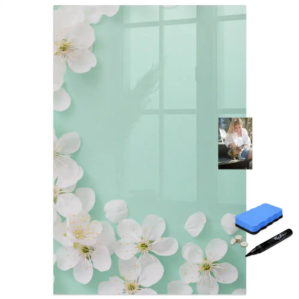 Tableau magnétique avec feutres motif bourgeons en fleurs