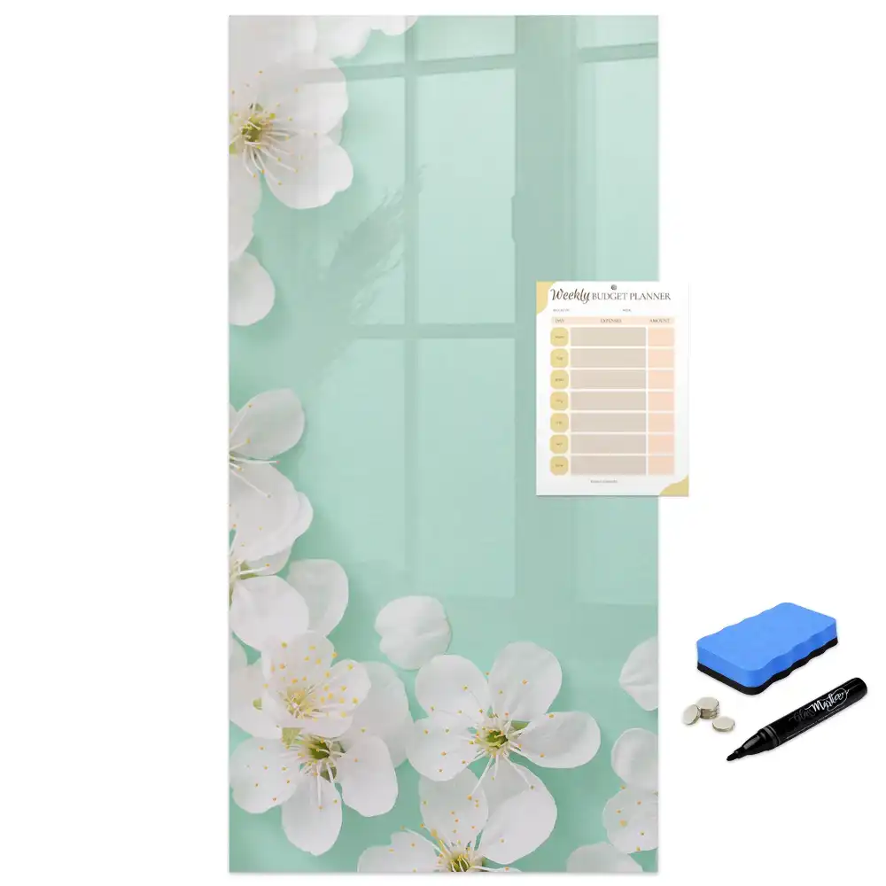 Tableau magnétique avec feutres motif bourgeons en fleurs