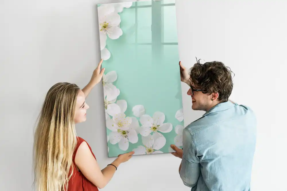 Tableau magnétique avec feutres motif bourgeons en fleurs