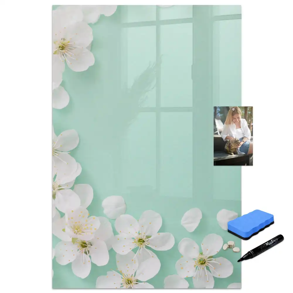 Tableau magnétique avec feutres motif bourgeons en fleurs