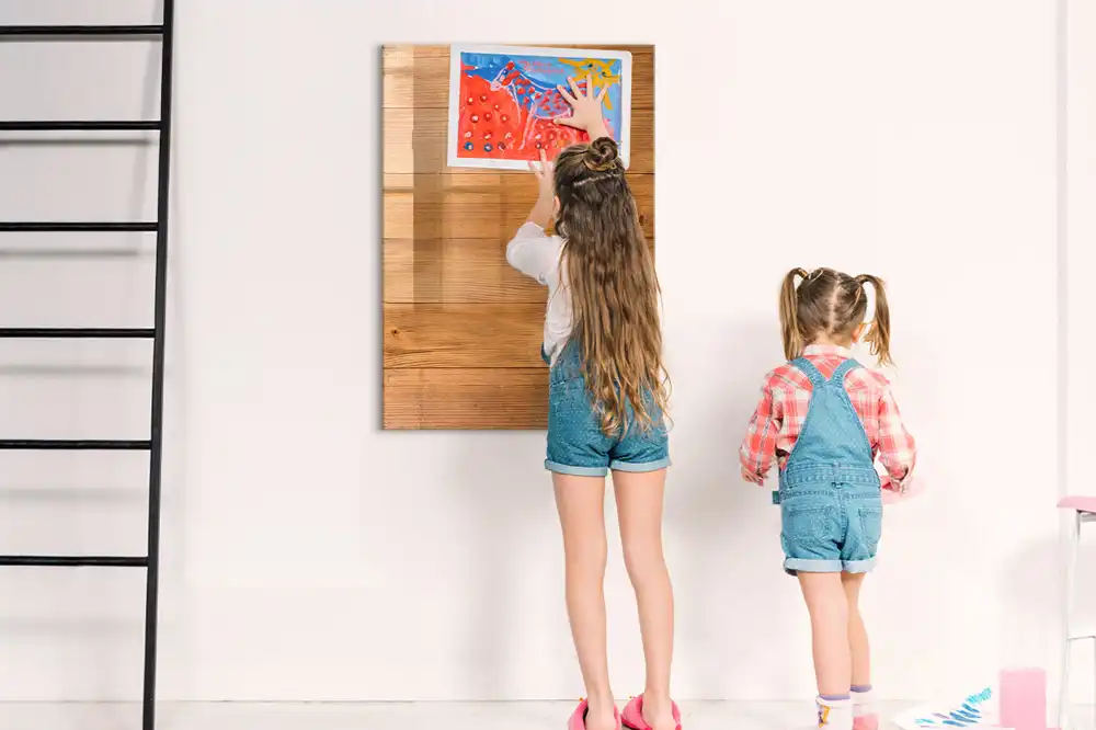 Tableau magnétique pour dessin avec cadre en bois mural